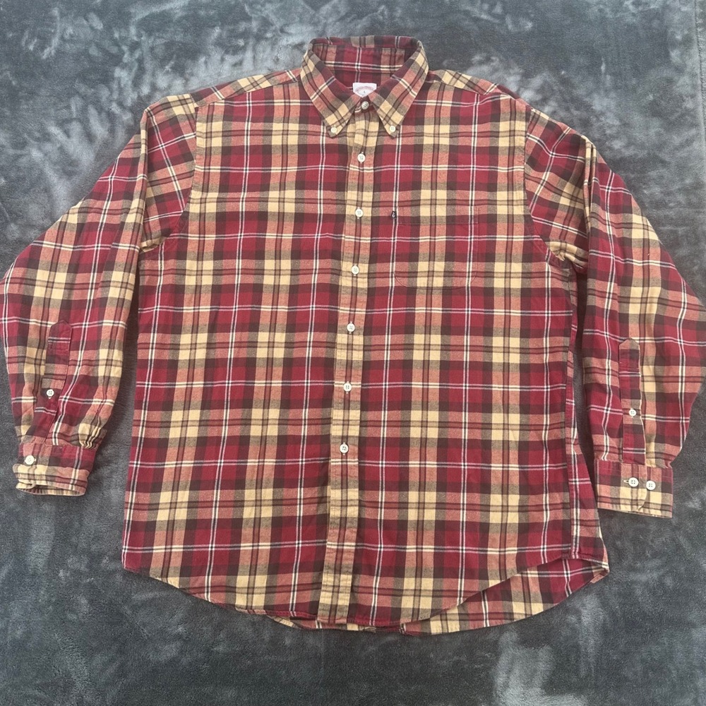 Brooks Brothers 346 Mens Large Plaid Flannel‎ Button Down Shirt Light Weight - Picture 2 of 5